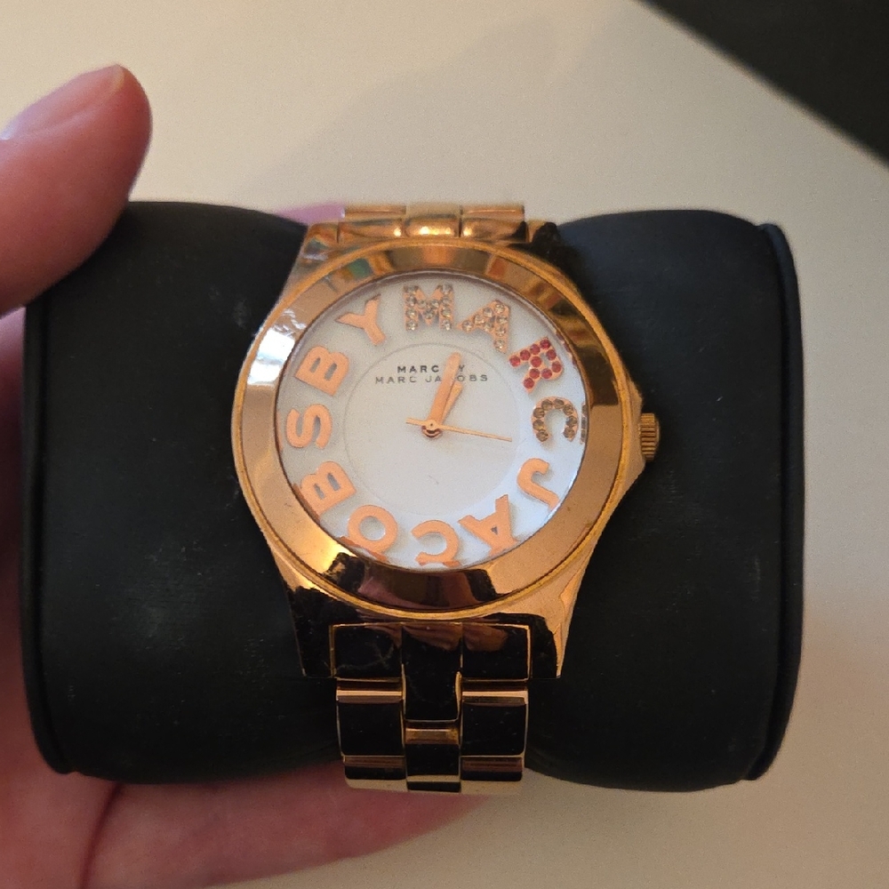 Marc Jacobs Rose Gold Logo Accent Bracelet Watch
